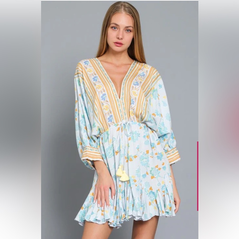 Floral V-Neck Tie-Waist Dress